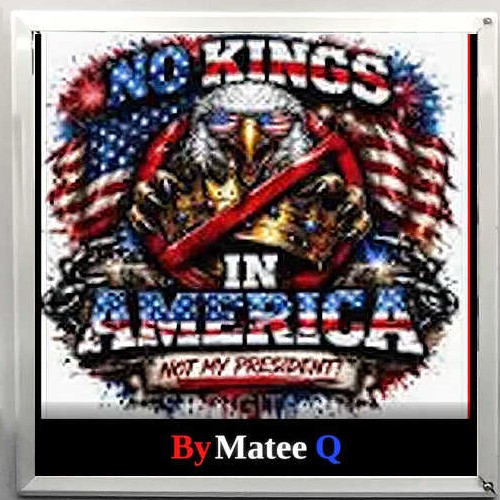 Not My King (Freedom Is Skary) single cover art by Matee Q, an eagle wearing a crossed-out crown